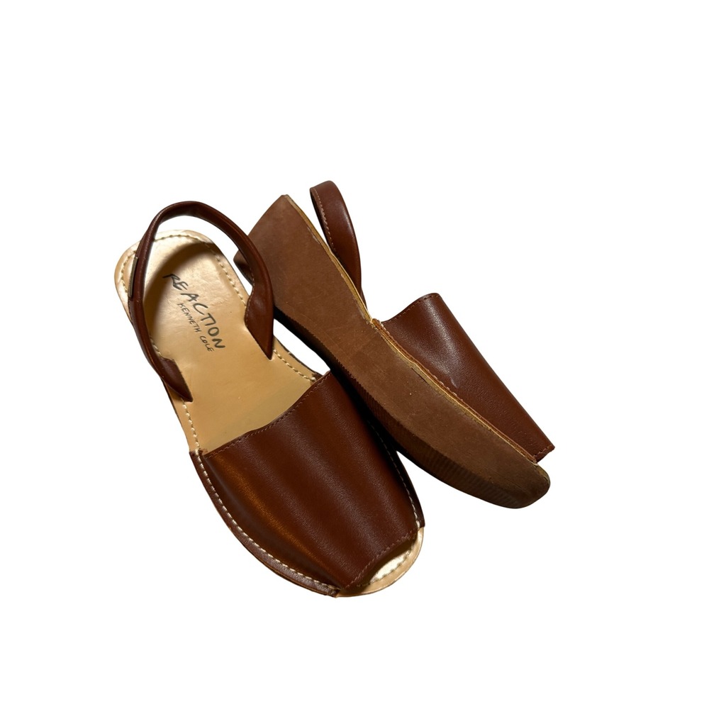 Kenneth Cole Reaction Size 5 Women Cognac Brown Fine Glass Platform Wedge